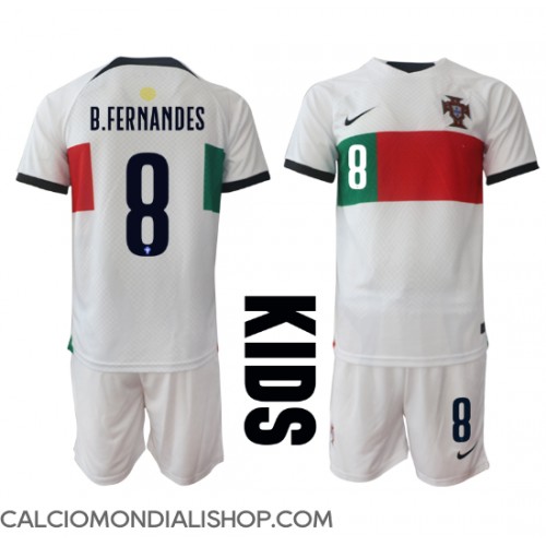 Maglie da calcio Portogallo Bruno Fernandes #8 Seconda Maglia Bambino Mondiali 2022 Manica Corta (+ Pantaloni corti)